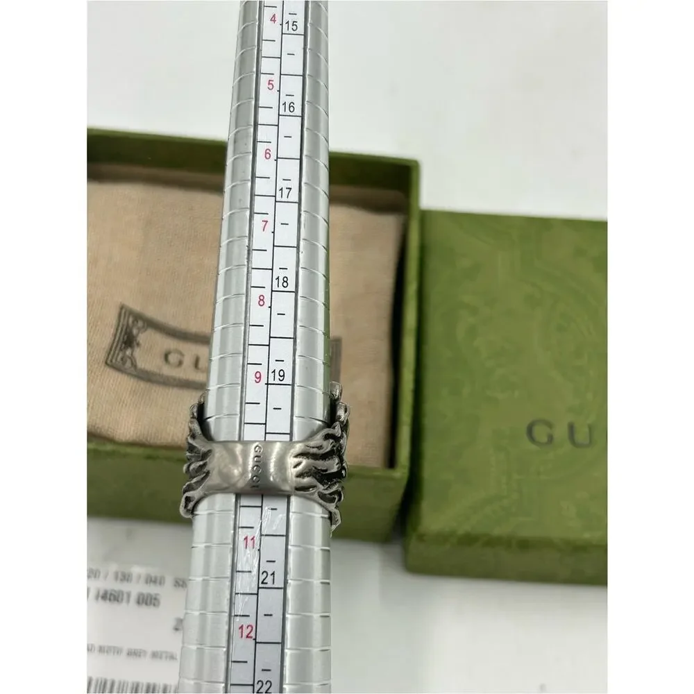 Unisex, Gucci, aged silver Lionhead ring open mouth, roaring expression, 10